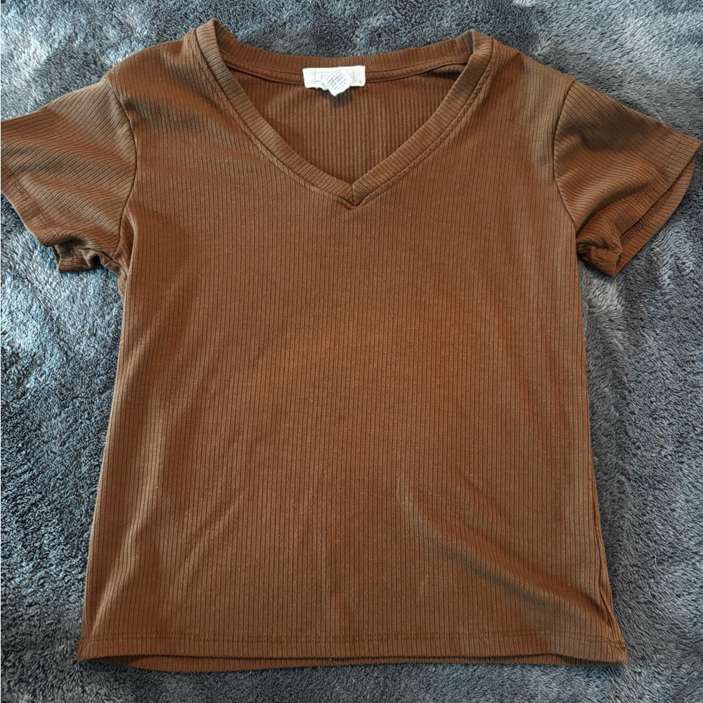 Full Tilt Brown Fitted Short Sleeve T-Shirt